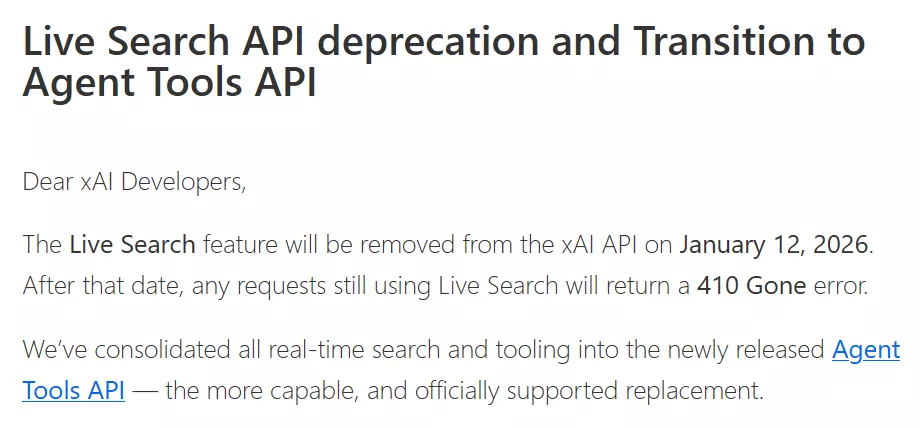 Live Search API deprecation and Transition to Agent Tools API