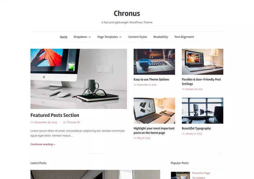 chronus Free WordPress Theme WP Responsive Blog Minimal Design Minimalist Lightweight