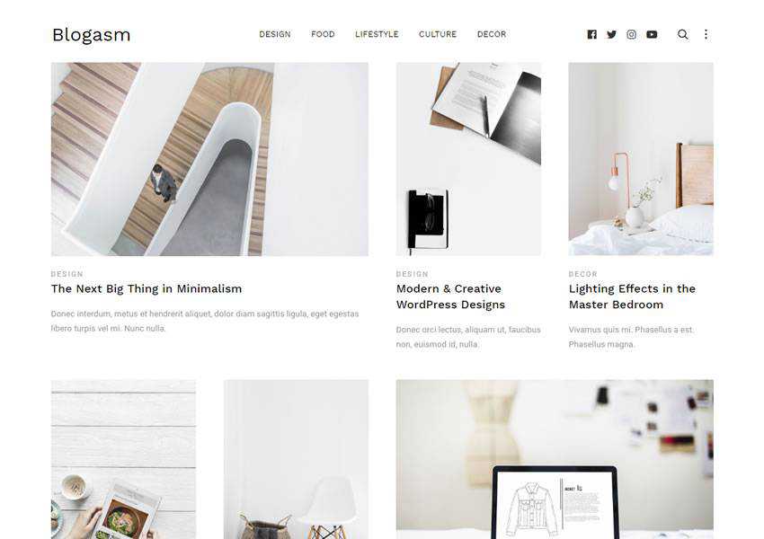 blogasm Free WordPress Theme WP Responsive Blog Minimal Design Minimalist Lightweight