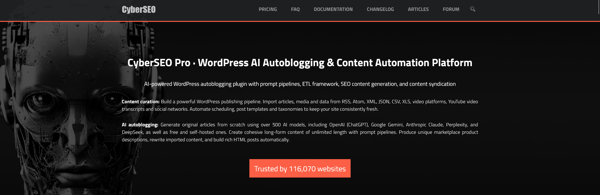 AI-powered WordPress autoblogging plugin with prompt pipelines, ETL framework, SEO content generation, and content syndication